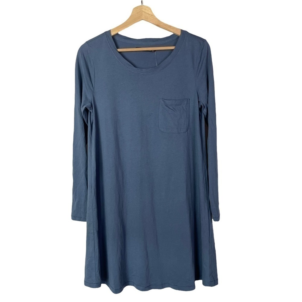 Abercrombie & Fitch Blue Pocket Front Long Sleeve Swing T-Shirt Dress M